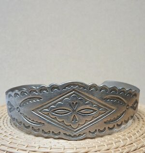 Vintage Bell Trading Post Nickel Silver Stamped Cuff Bracelet – Southwestern